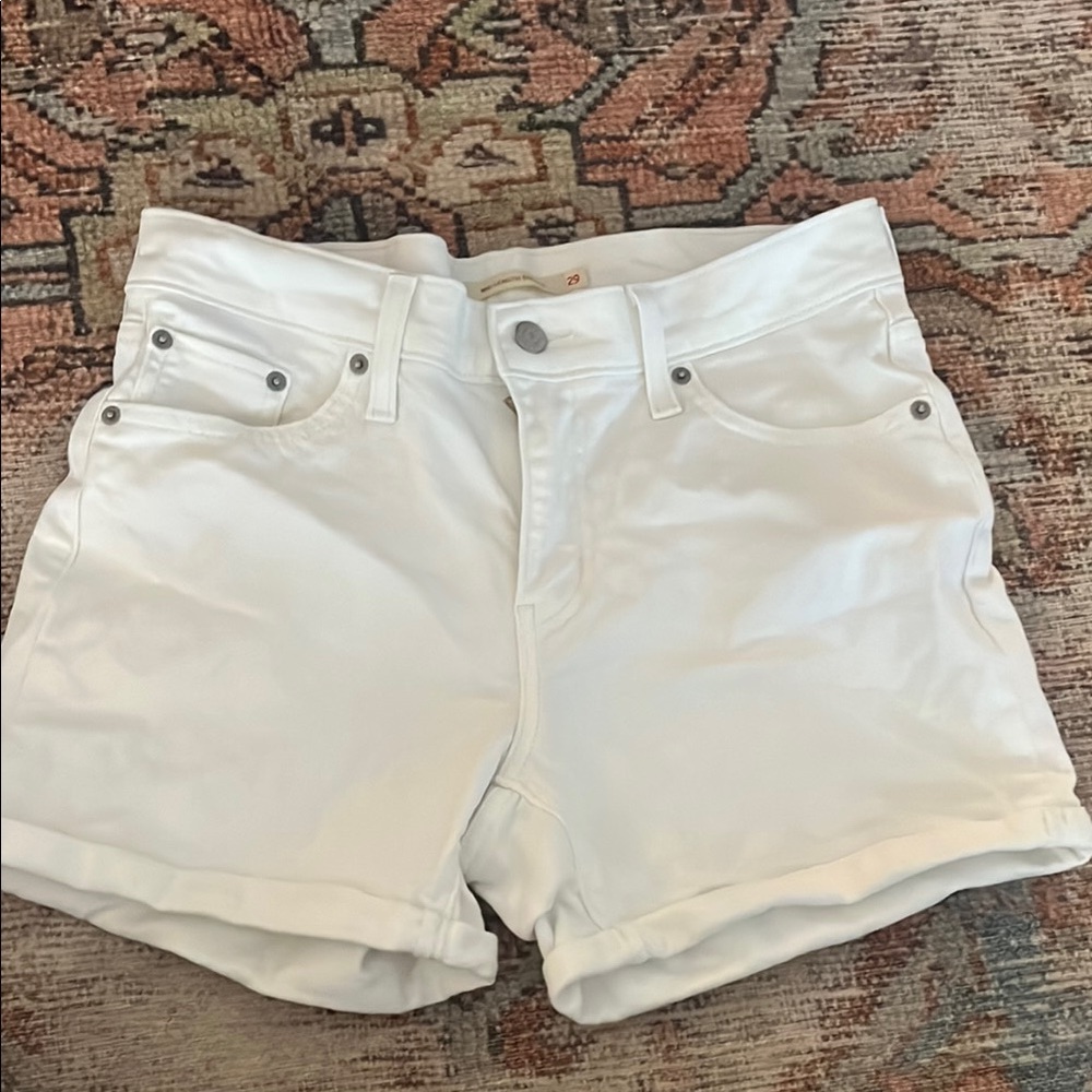 Levi's High Waist White Women's Shorts